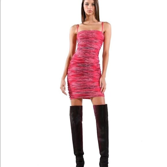 I.AM.GIA Dresses & Skirts - I.AM.GIA Pink Ruched Tiger Print Stretch Dress